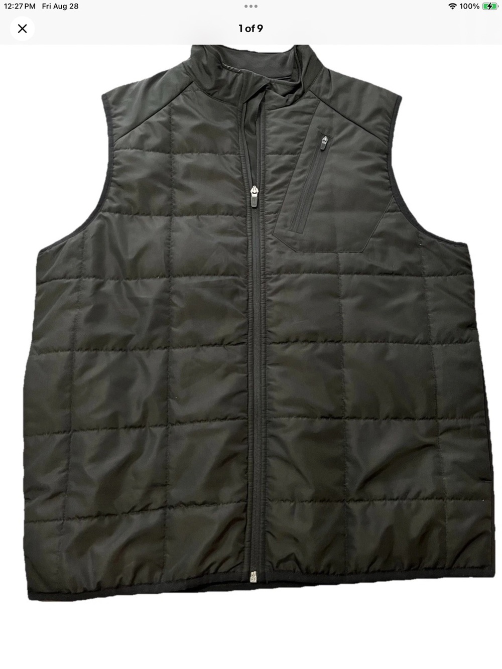 PGA Tour Men's Dark Quilted Thermaflux Full Zip Golf Vest Size Medium